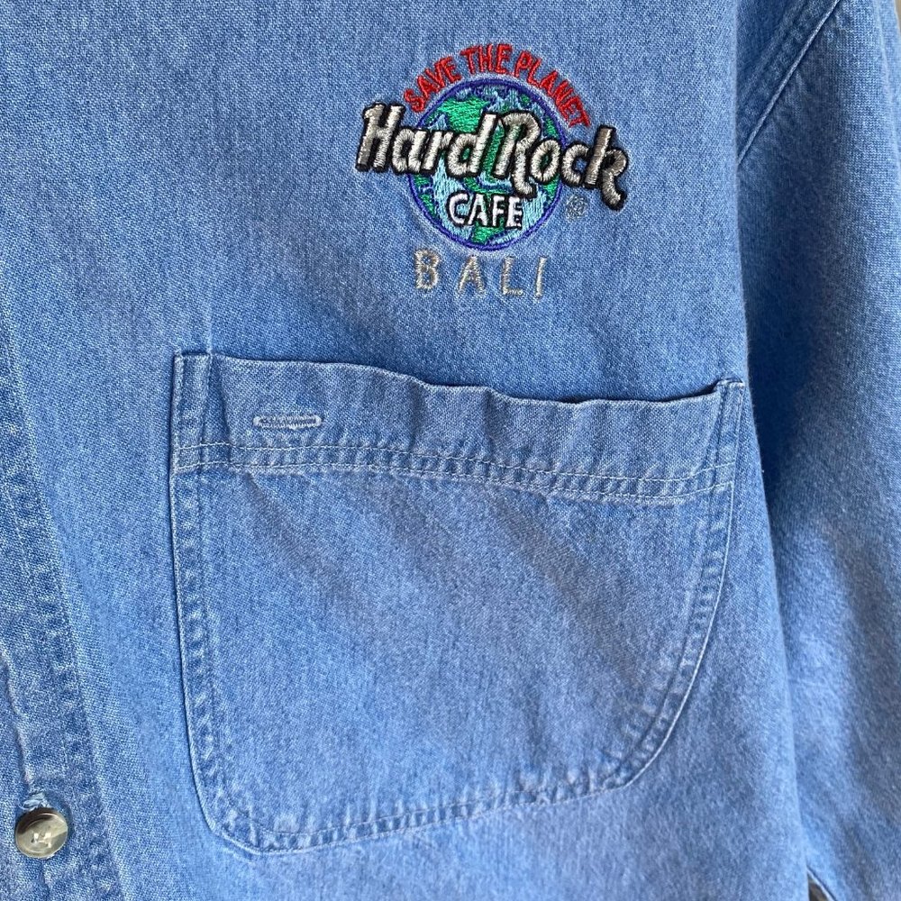 Vintage 1995 Bali Hard Rock Cafe Denim Shirt – Size Medium